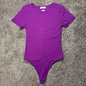 Babaton Bodysuit Purple Short Sleeve Thong Style Women's Size M